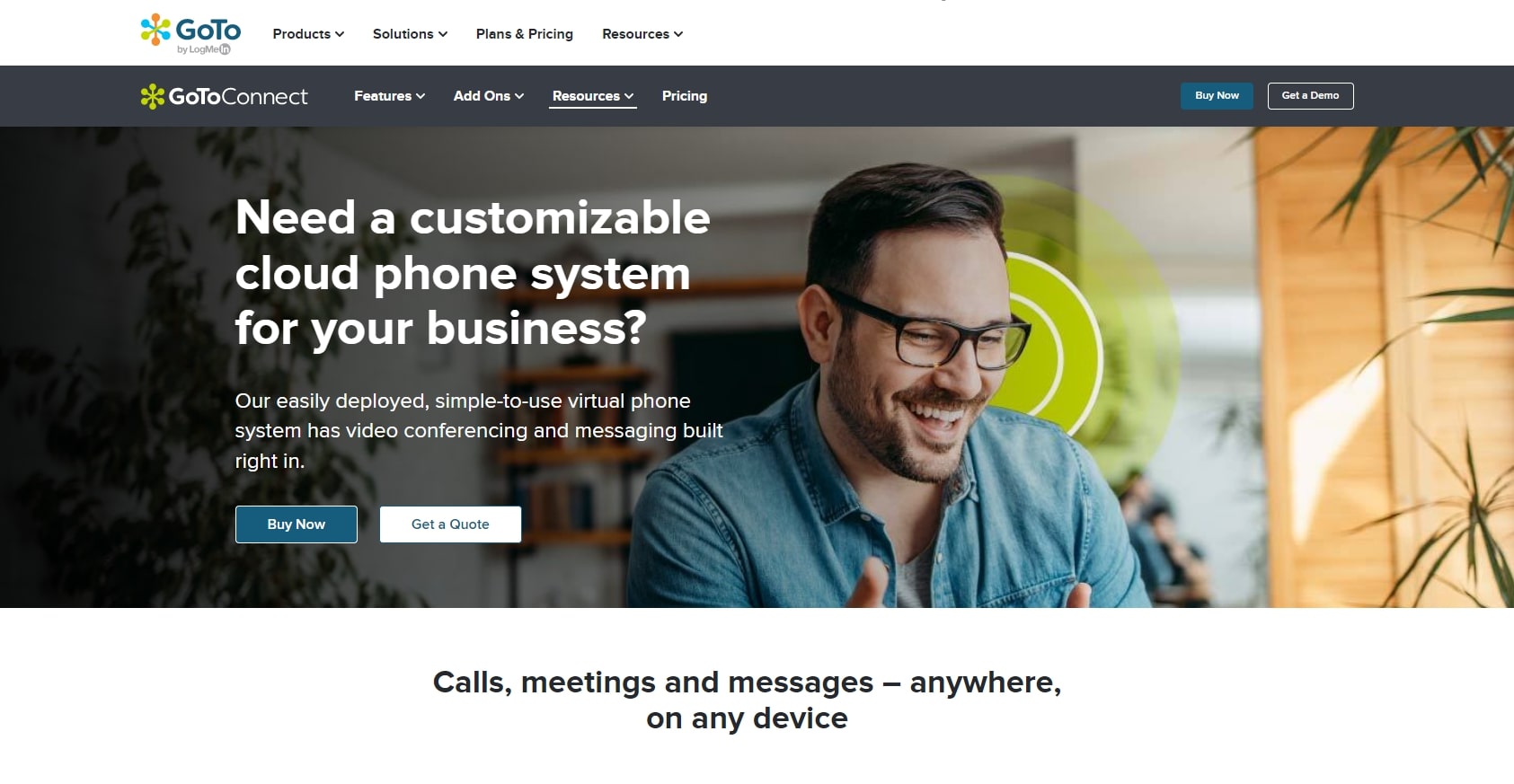 Sito web del provider GoTo Connect
