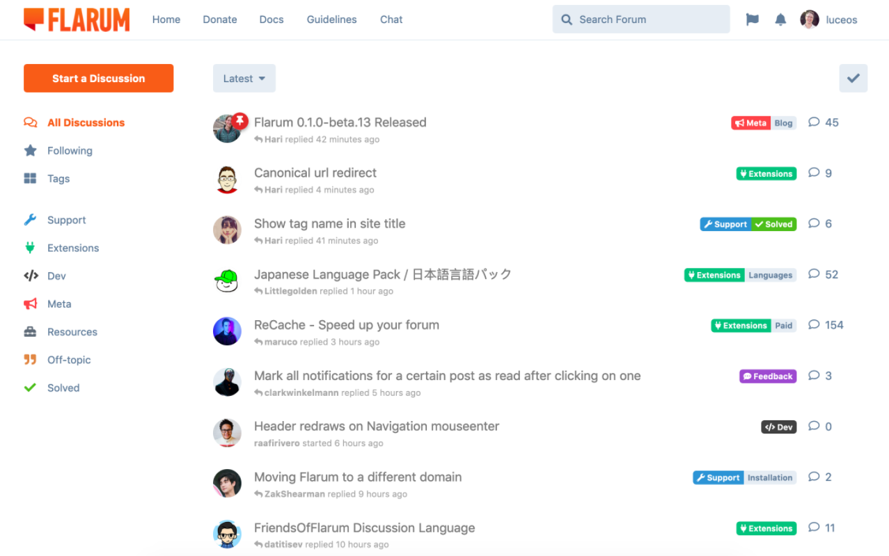 Tag del forum Flarum