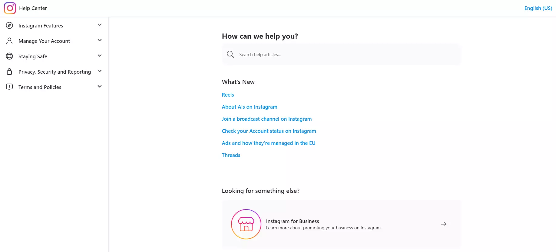 Centro assistenza di Instagram