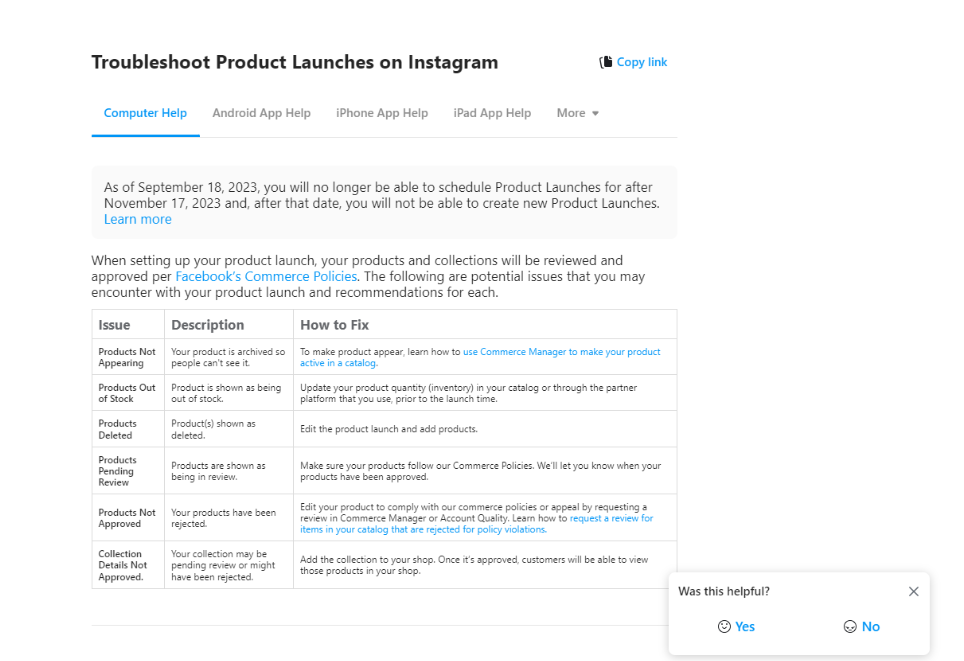 Risoluzione dei problemi di Instagram