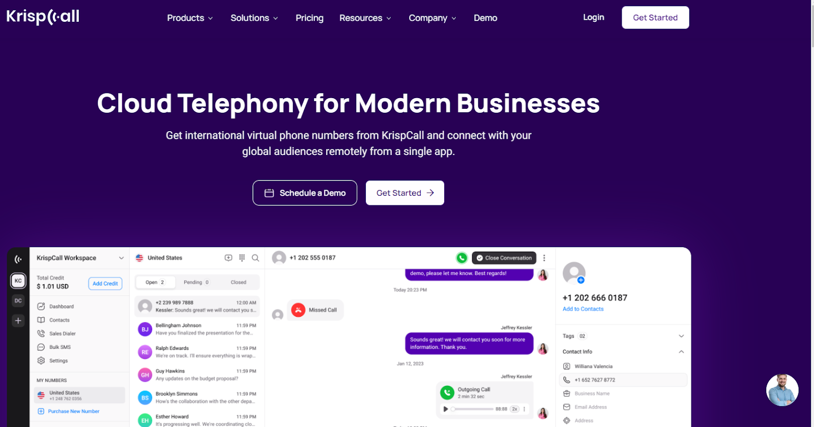 Homepage di KrispCall