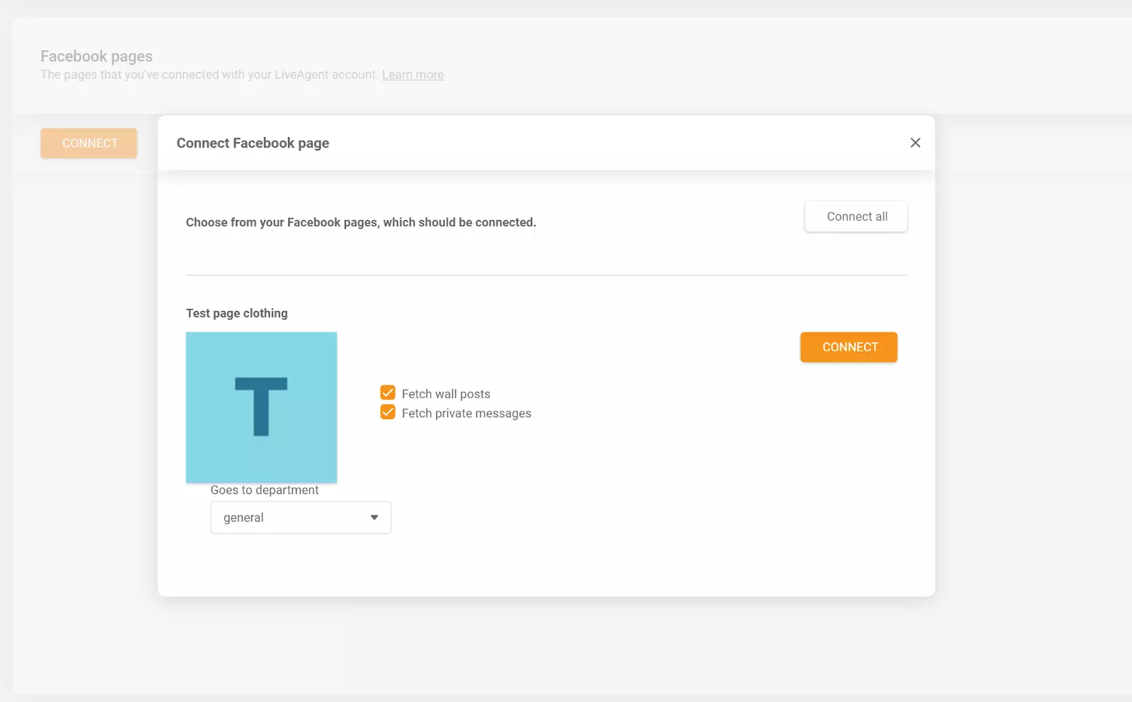LiveAgent - connetti la tua pagina Facebook