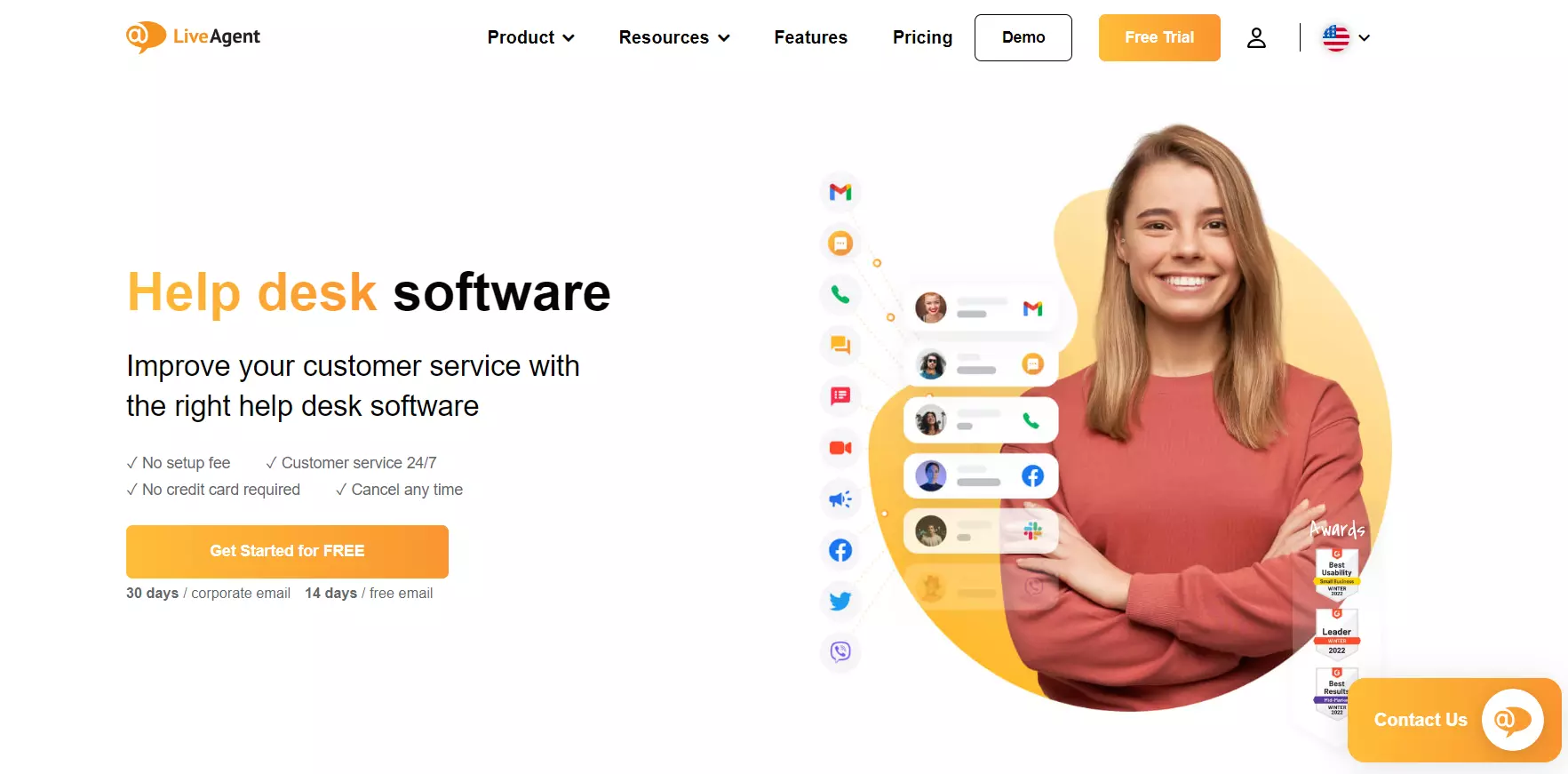 Homepage di LiveAgent, un'alternativa a Help Scout per software help desk