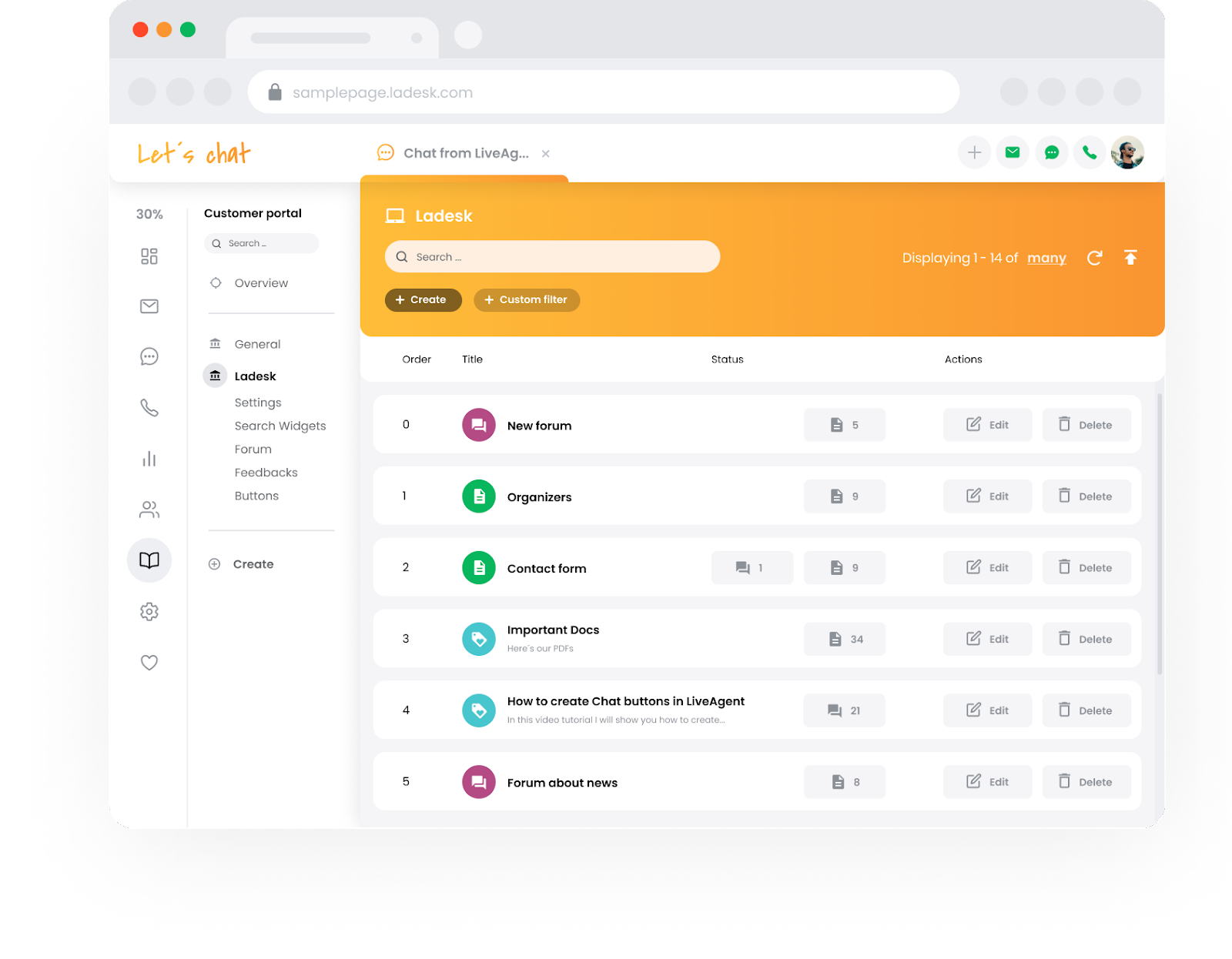 Personalizzazione del portale di supporto della knowledge base di LiveAgent