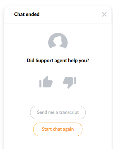 Sondaggio CSAT utilizzato da LiveAgent dopo la loro interazione di live chat