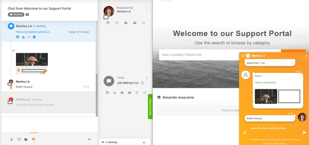 LiveAgent - anteprima della digitazione in tempo reale
