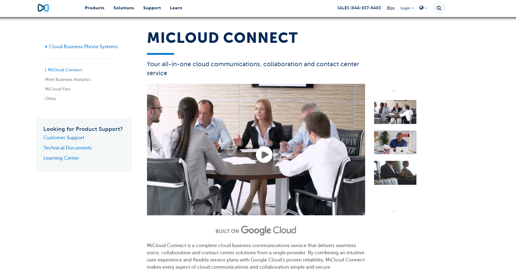 Sito web del provider MiCloud Connect