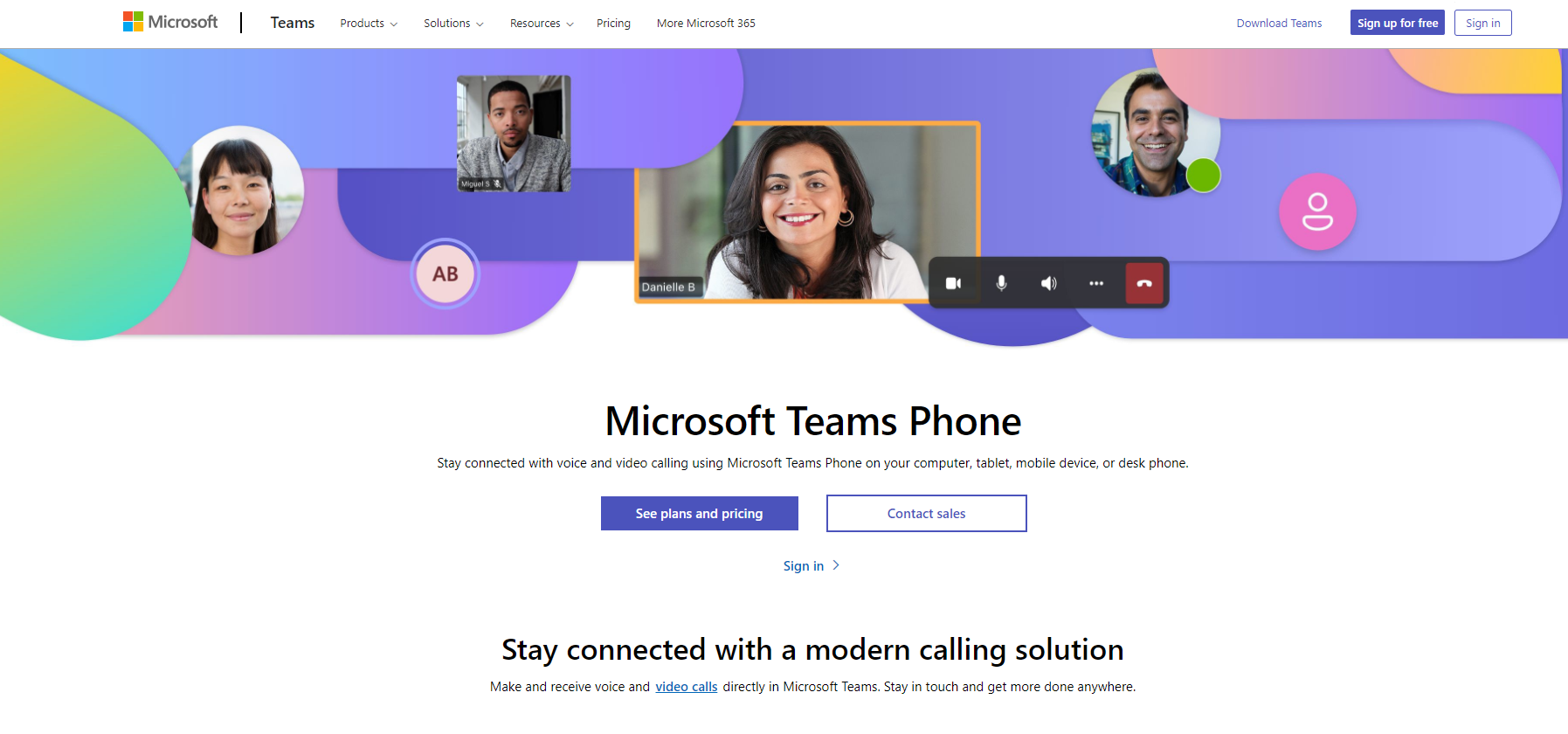 Sito web di Microsoft 365 Business Voice