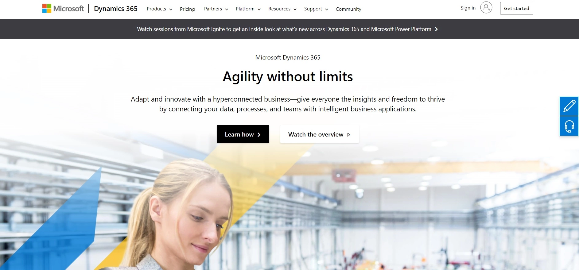 Homepage di Microsoft Dynamics 365
