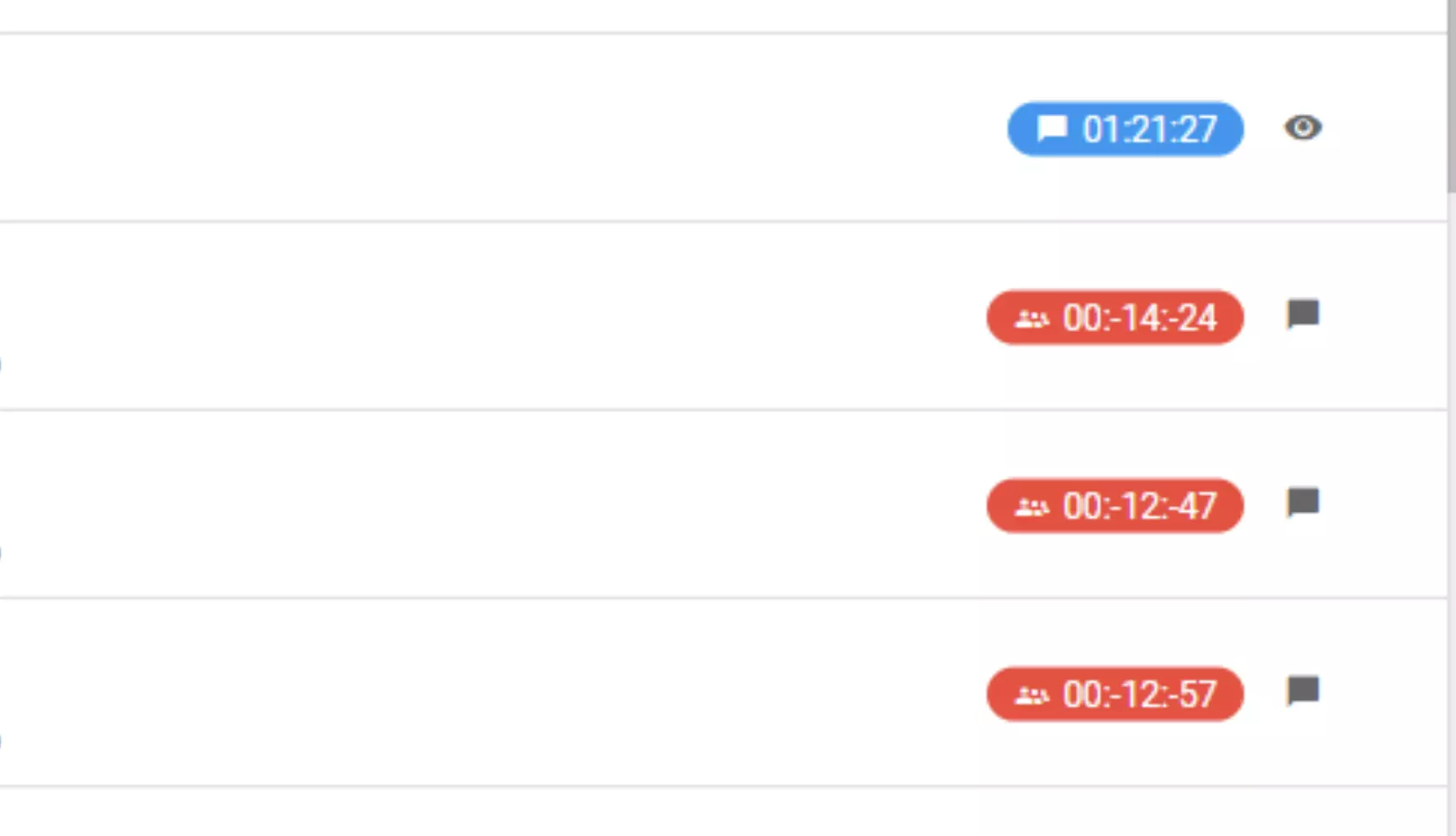 Immagine che mostra un bug con valori di tempo negativi durante le sessioni chat nelle versioni precedenti di LiveAgent