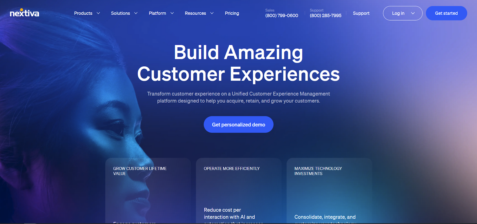 Homepage software call center Nextiva