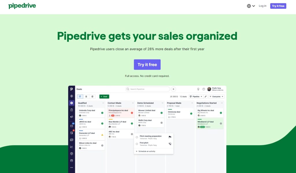 Homepage Pipedrive