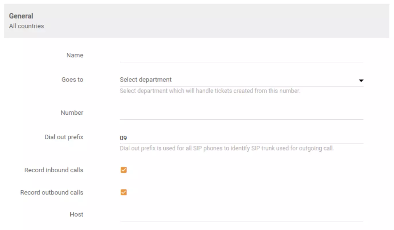 Opzioni di registrazione delle chiamate in entrata, in uscita o combinate in LiveAgent