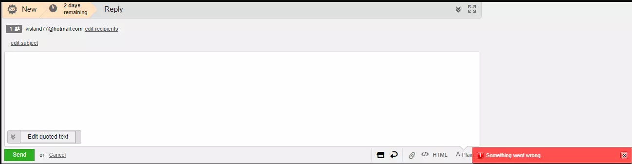 Salvataggio modello email non valido