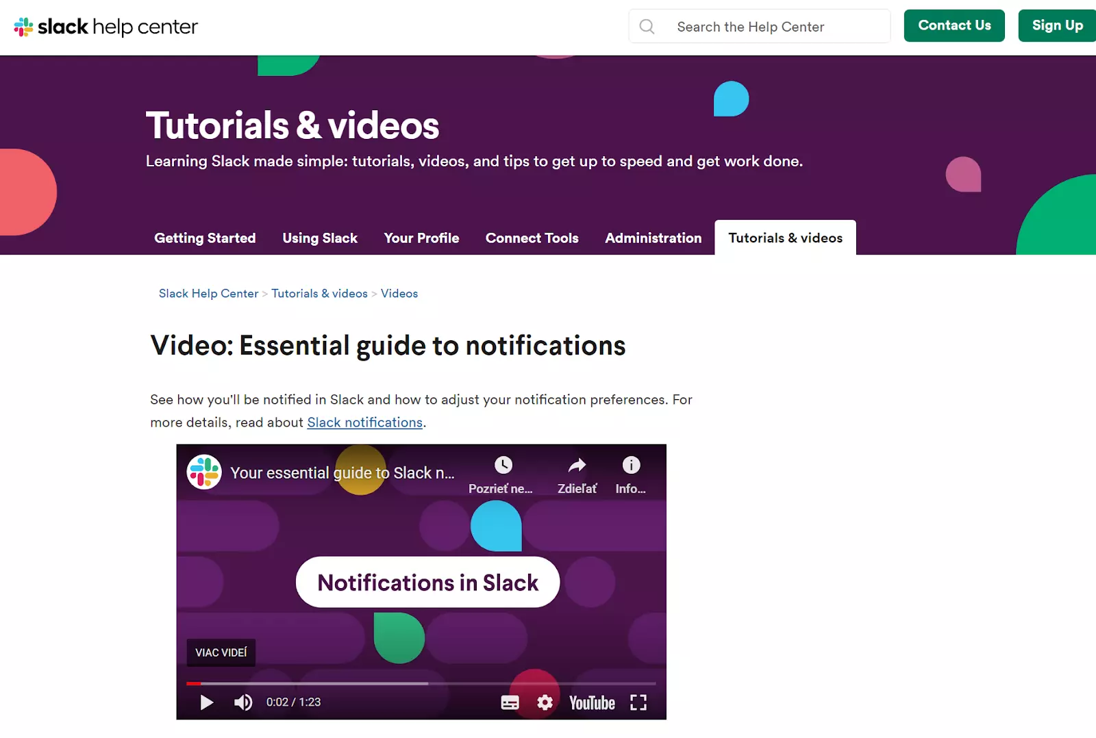 Esempio di knowledge base video Slack