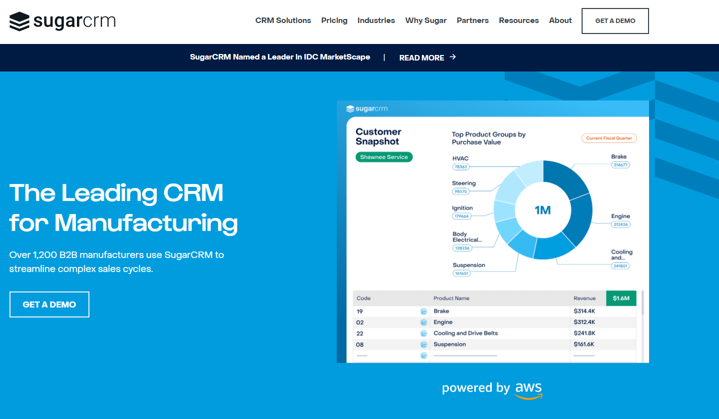 Homepage di SugarCRM