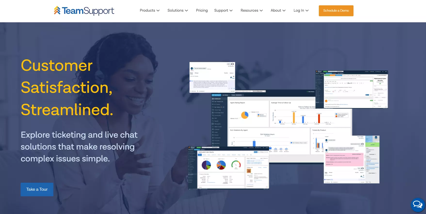 Homepage di TeamSupport, un'alternativa a Help Scout per software help desk