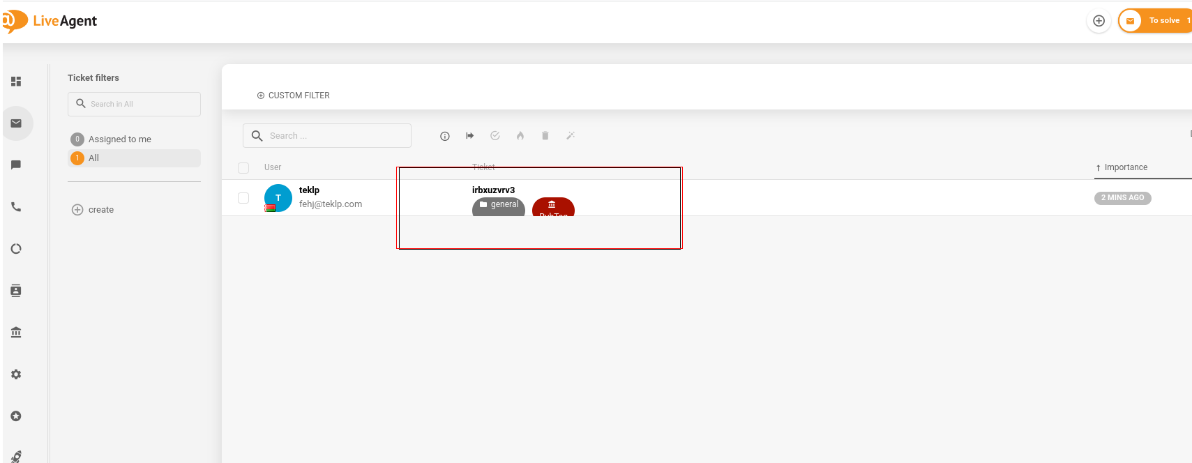 Design rotto delle etichette in LiveAgent