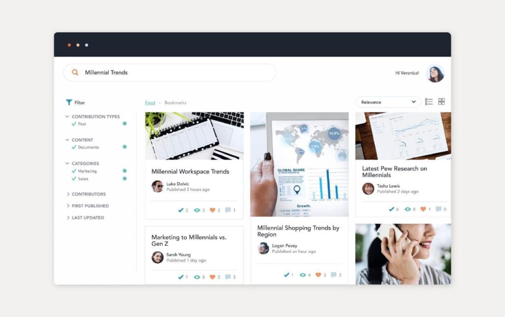 Esempio di soluzione di knowledge base fornita da Bloomfire
