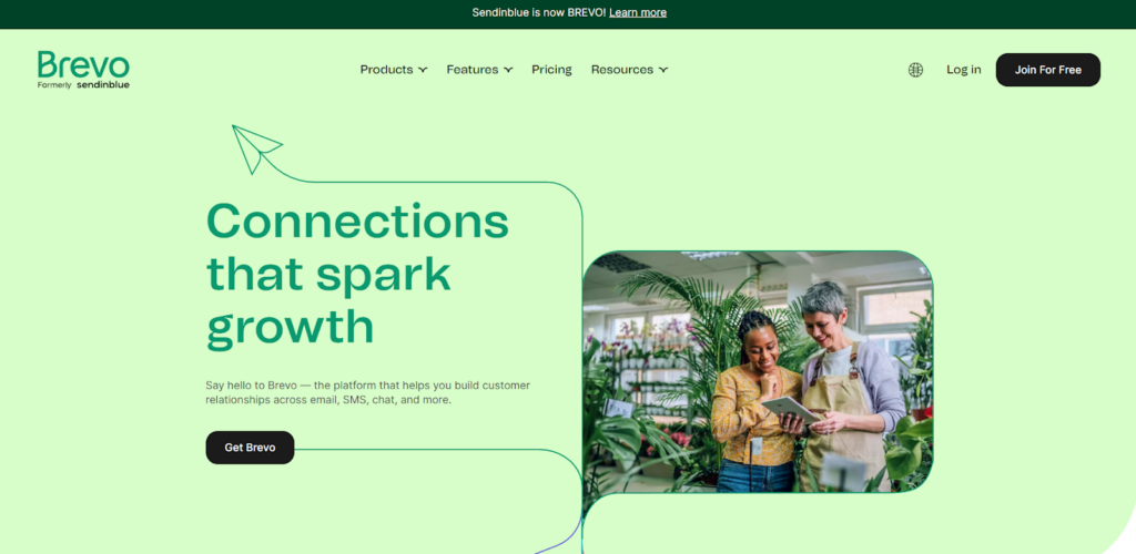 Pagina iniziale di Brevo, software di gestione della posta elettronica con funzioni di marketing