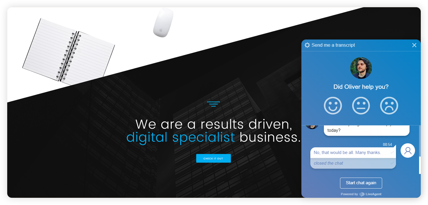 Esempio di una finestra di valutazione dell'agente enterprise