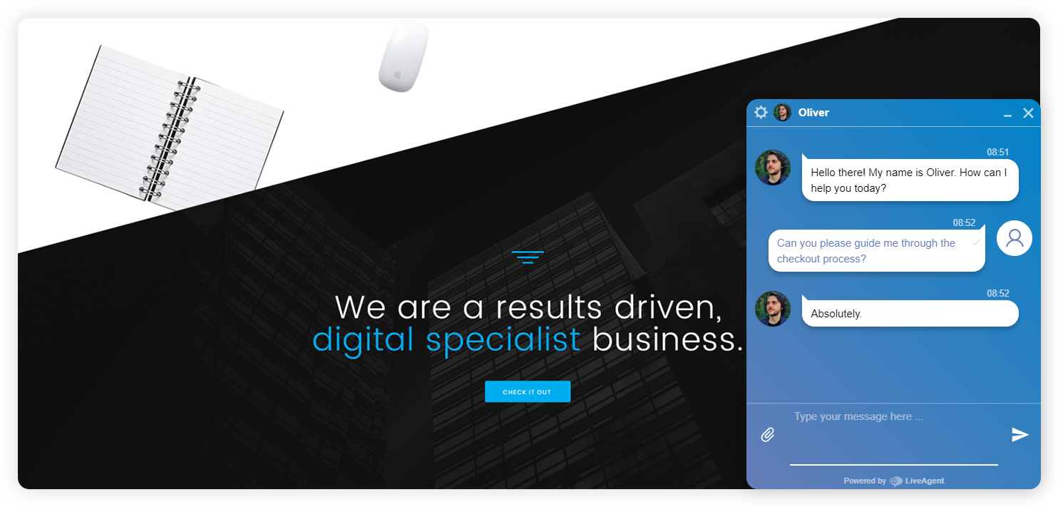 Esempio di una conversazione di live chat enterprise