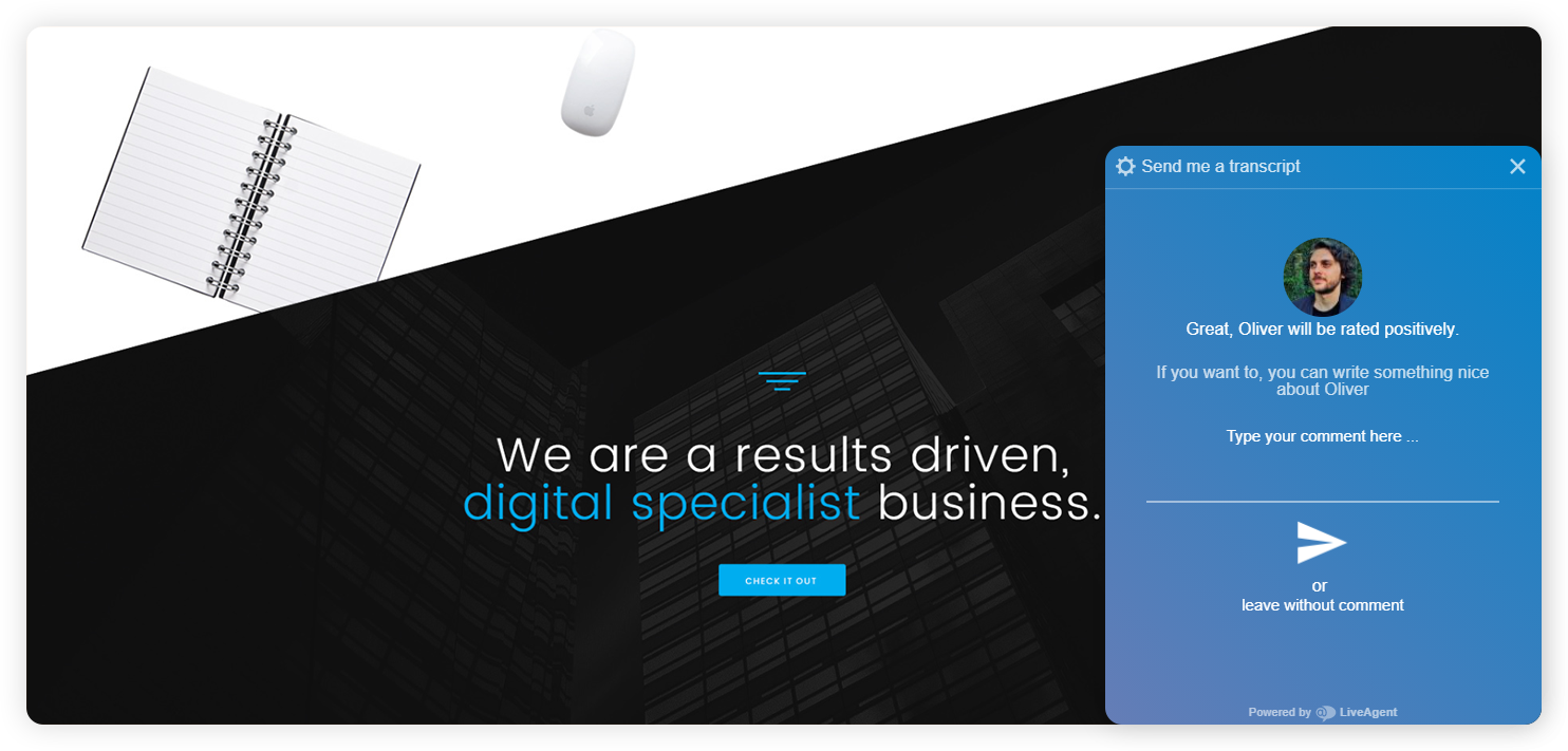 Esempio di un sondaggio post-chat enterprise