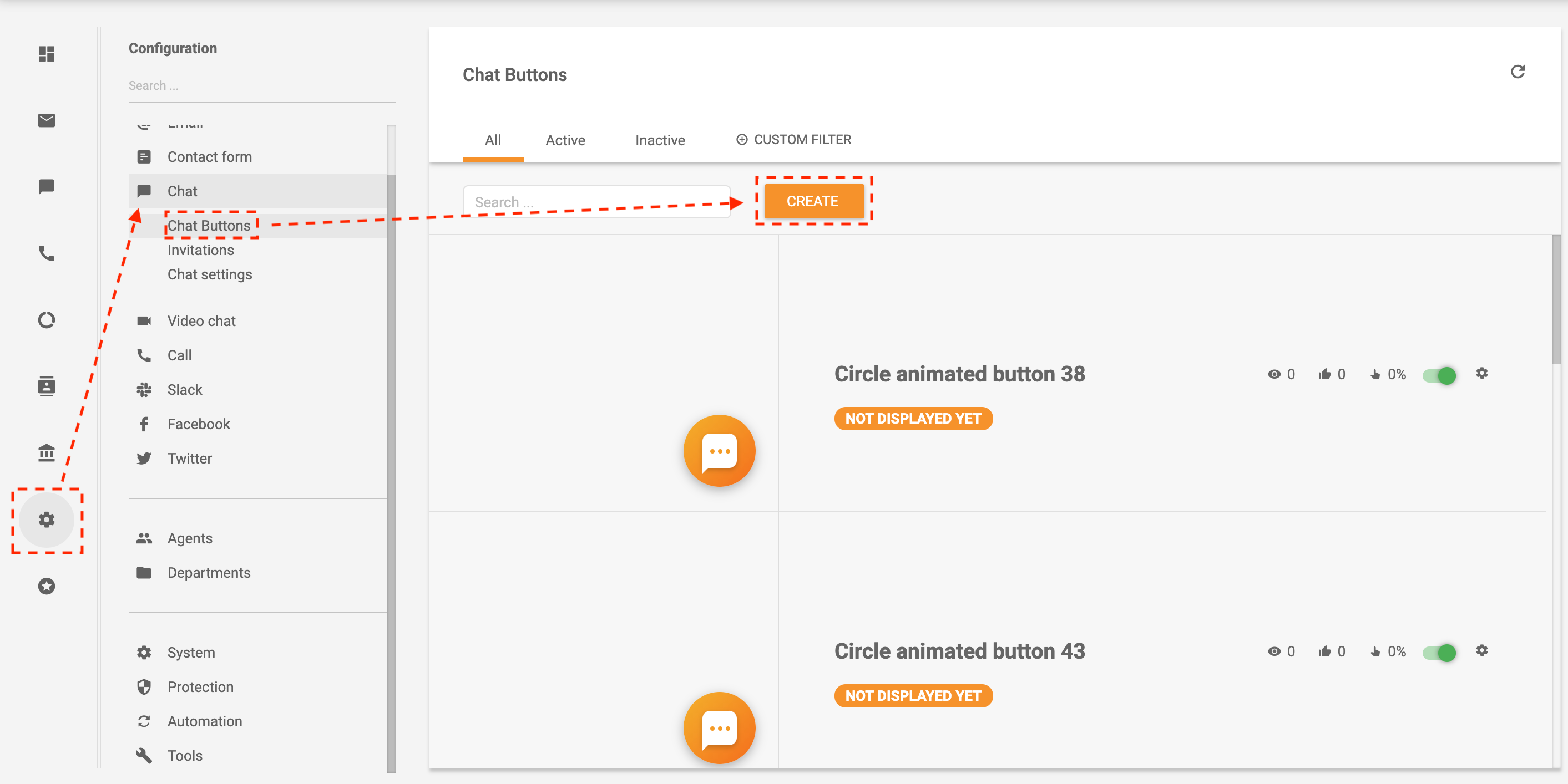 Esempio di come creare un pulsante di chat
