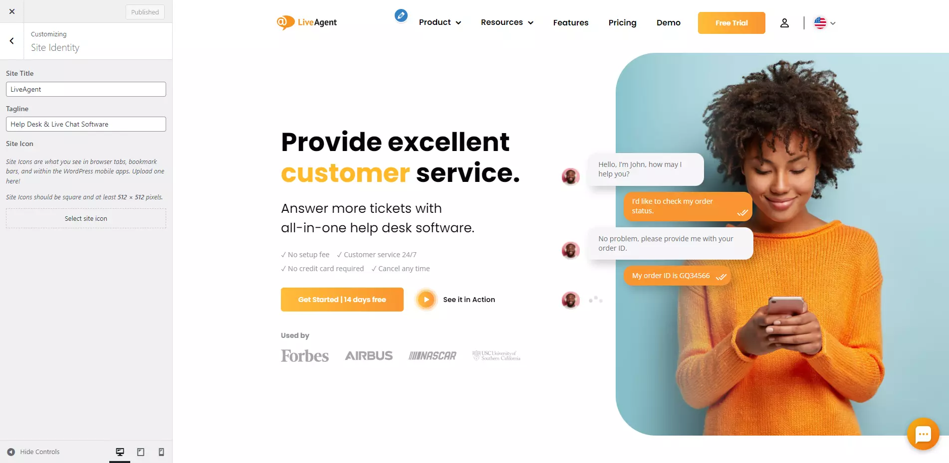 Impostazioni favicon di LiveAgent