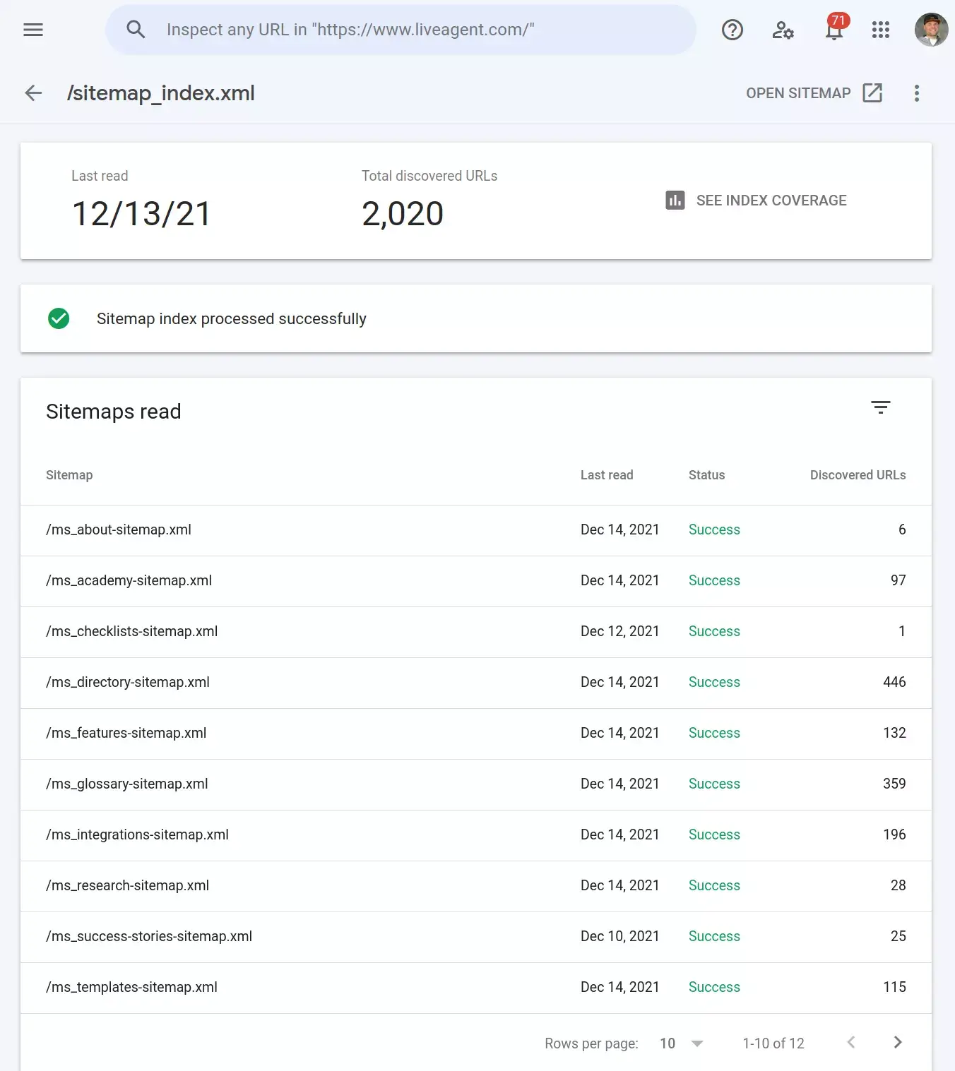 Aggiungi tutte le sitemap del tuo sito web