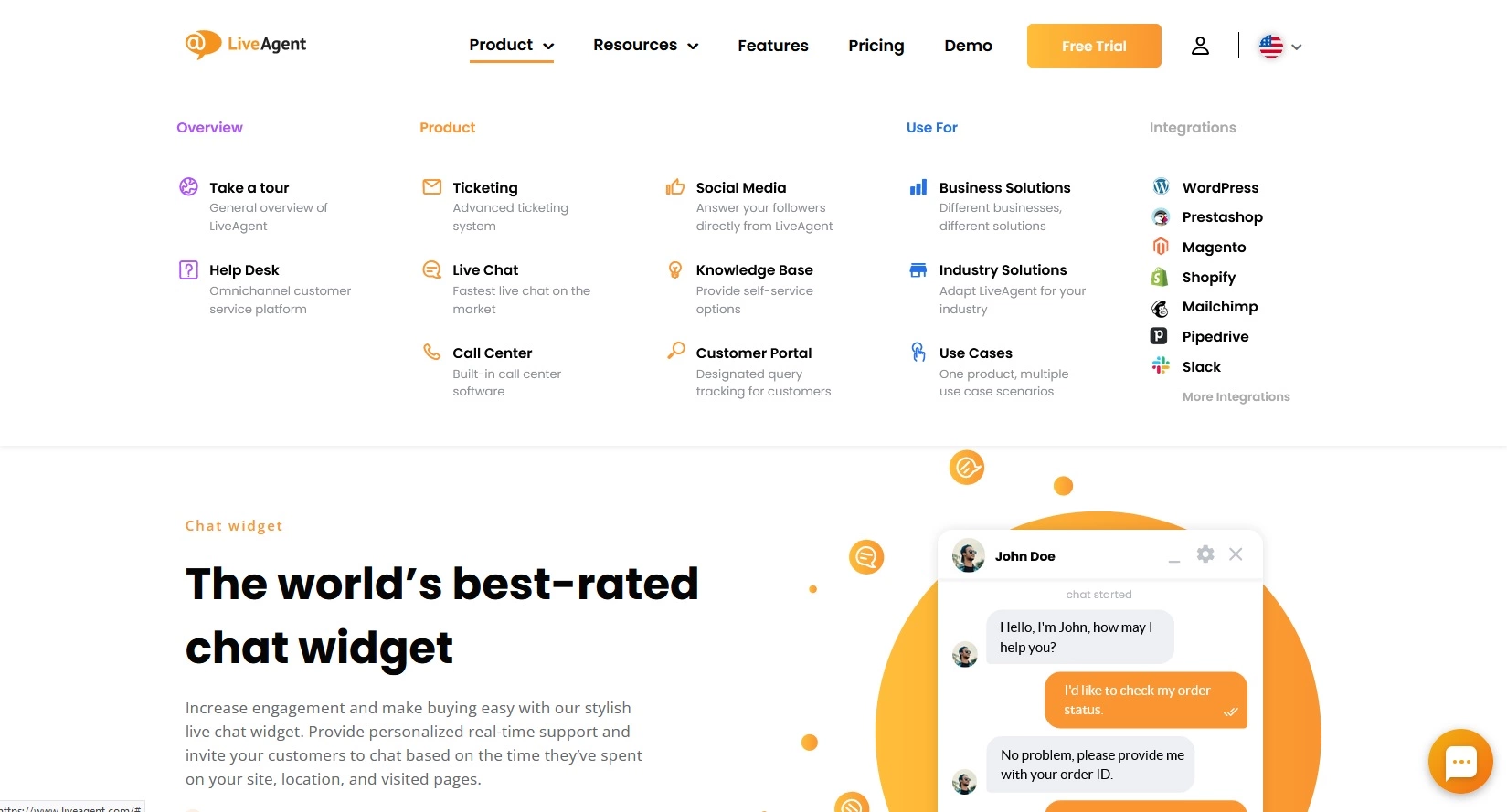 Opzioni e informazioni sui prodotti di LiveAgent