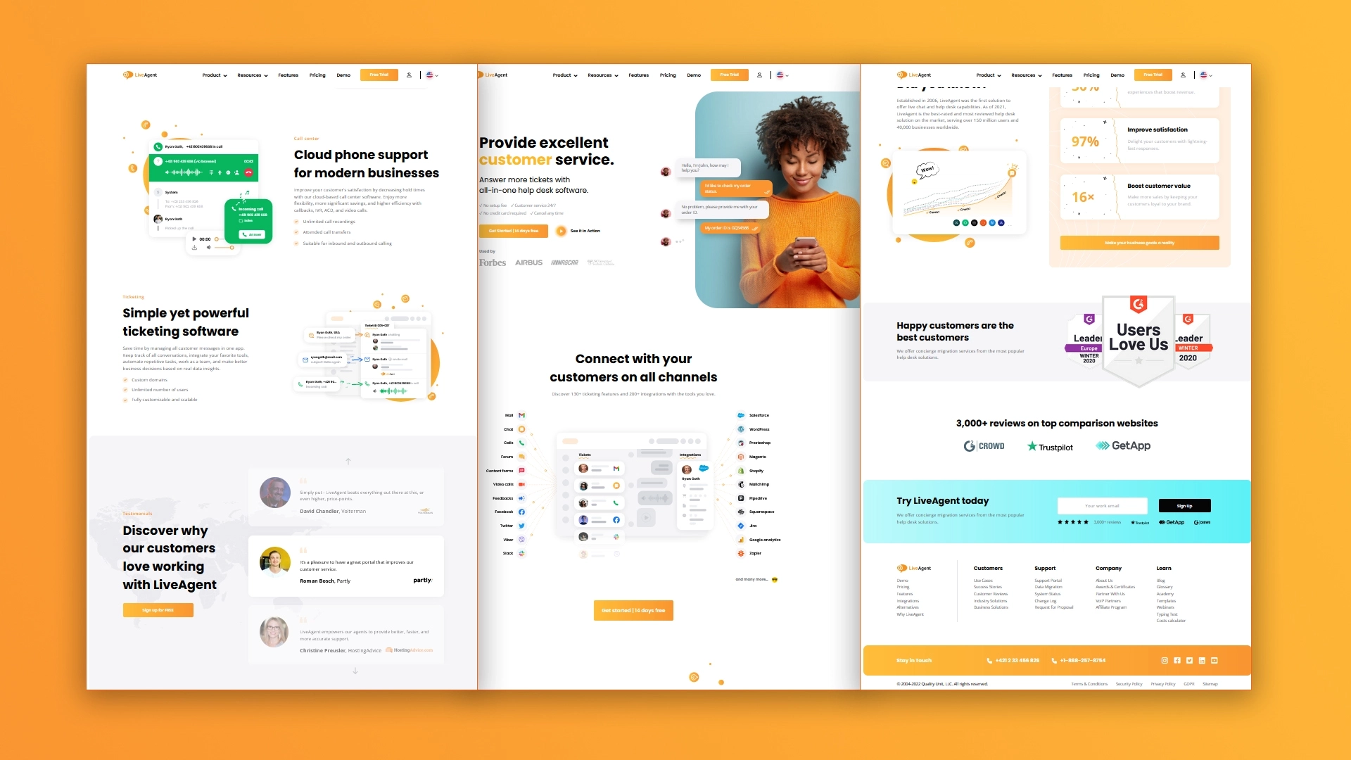 Home page di LiveAgent