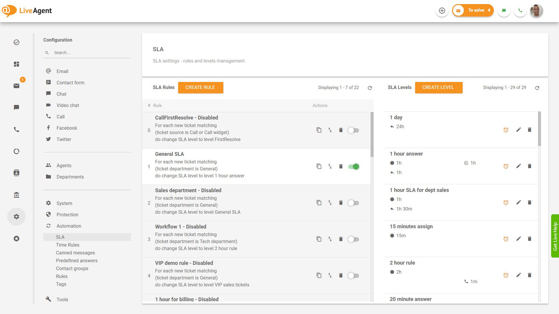 Regole temporali in LiveAgent