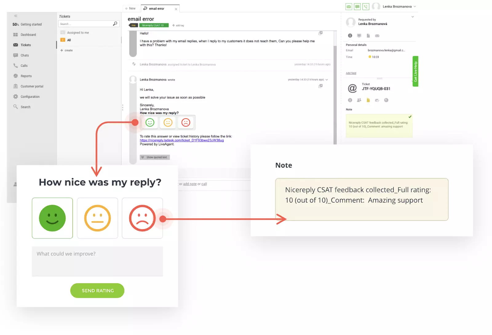 Sondaggio chat dalla vista dell'agente