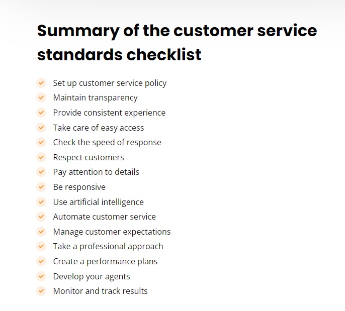 Customer service standards checklist by LiveAgent