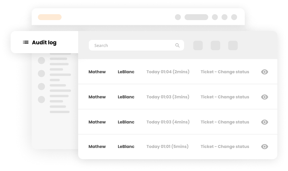 Filtro registro audit nel software ticketing help desk - LiveAgent