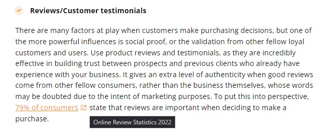 Esempio di costruzione di link nell'articolo di LiveAgent