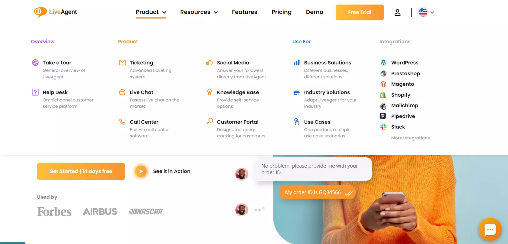 Intestazione di LiveAgent