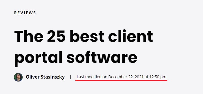 Implementa la data dell'ultimo aggiornamento