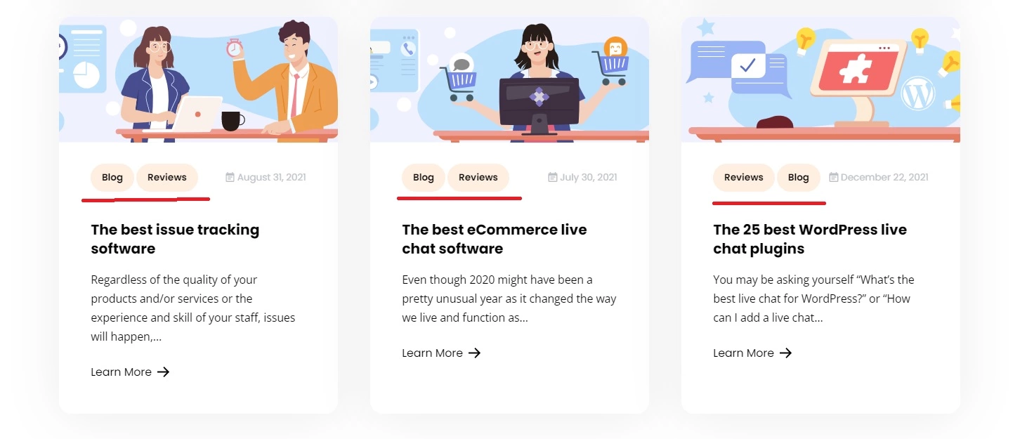 Esempio di tag del blog