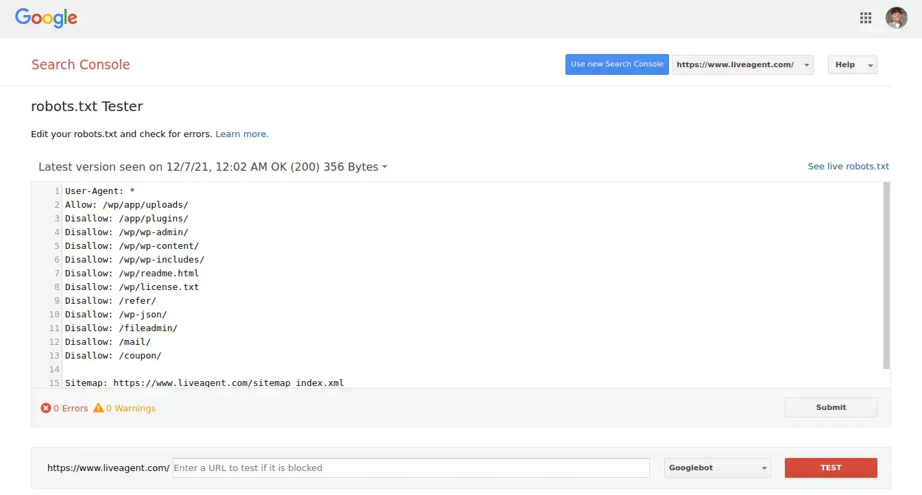 Strumento di test robots.txt