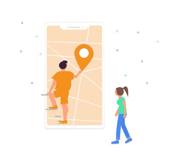 Viaggio - ricerca della posizione - illustrazione