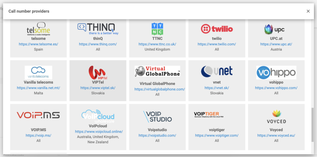 Integrazioni provider VOIP LiveAgent