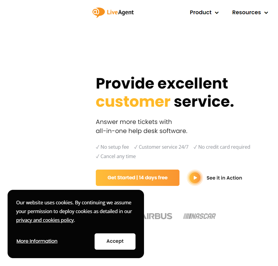 Esempio di avviso sui cookie