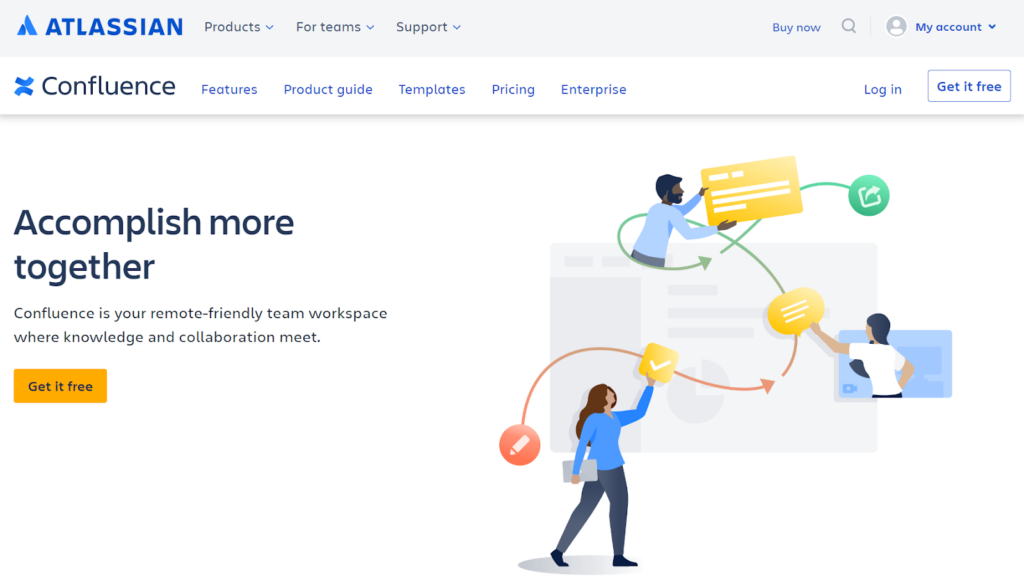 Immagine elegante della schermata iniziale del software Confluence
