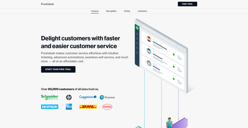 Homepage di Freshdesk