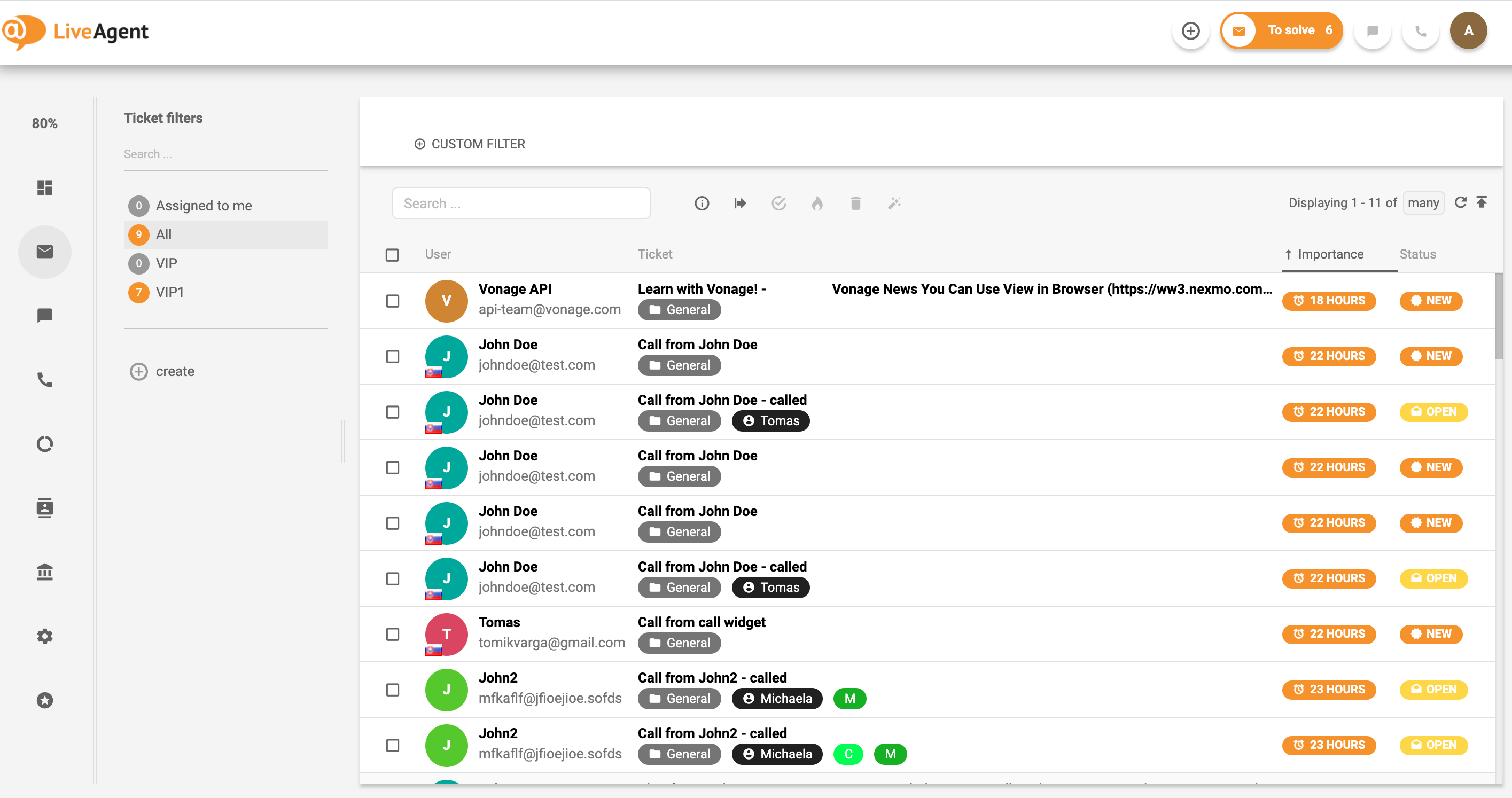 LiveAgent - Tutti i ticket - Casella universale