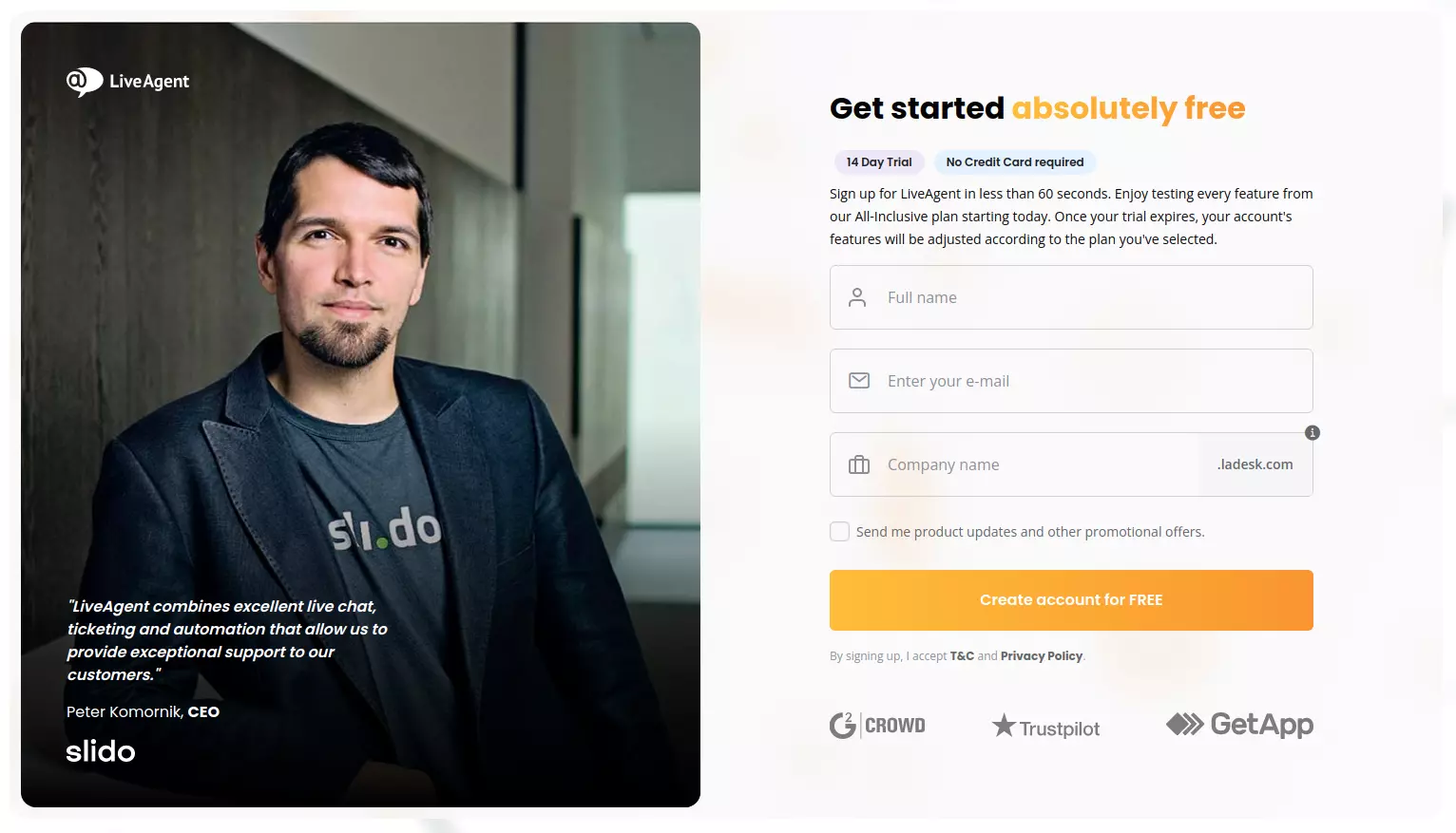 Account di prova di LiveAgent