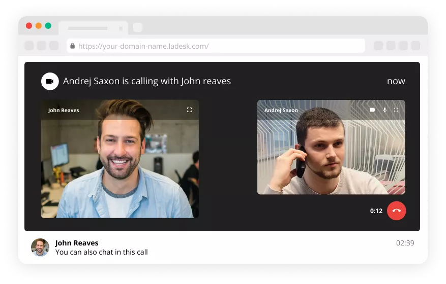 Funzione di videochiamata nel software Live chat - LiveAgent