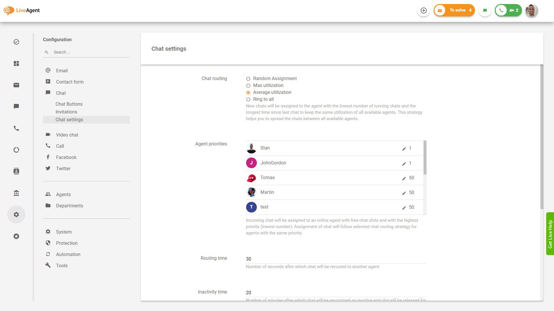Assegnazione della priorità in LiveAgent
